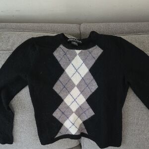 Mariana Luna Black and Gray Argyle Sweater (Approx 14/16 or Teen XS)
